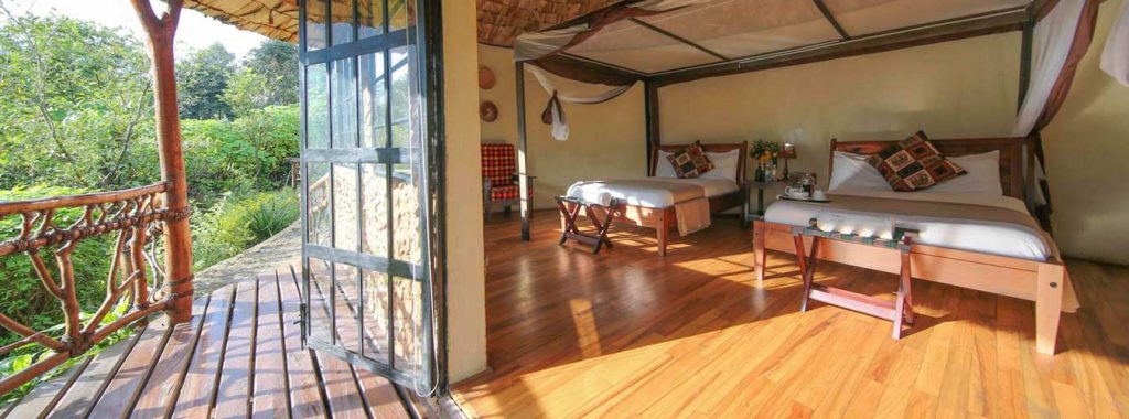 One of the double rooms at Mahogany Springs Lodge, Bwindi Impenetrable National Park