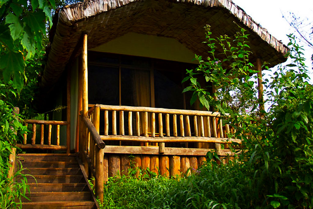 A closer view of one of the cottages at Engagi Gorilla Safari Lodge in Bwindi Impenetrable National Park