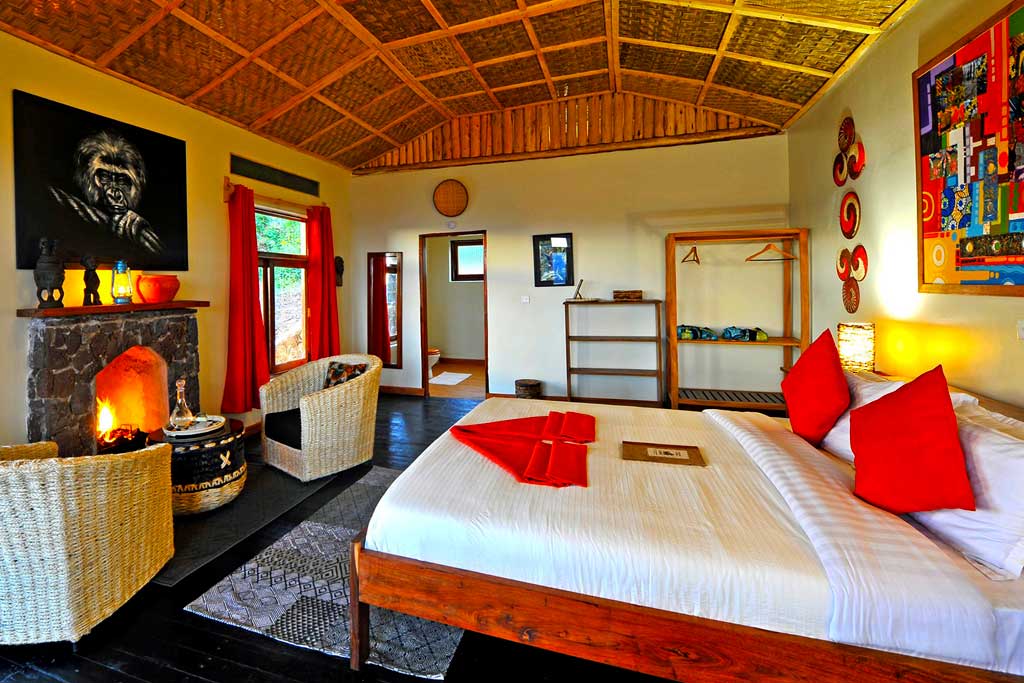 A view of one of the double rooms at Nkuringo Bwindi Gorilla Lodge, Bwindi Impenetrable National Park