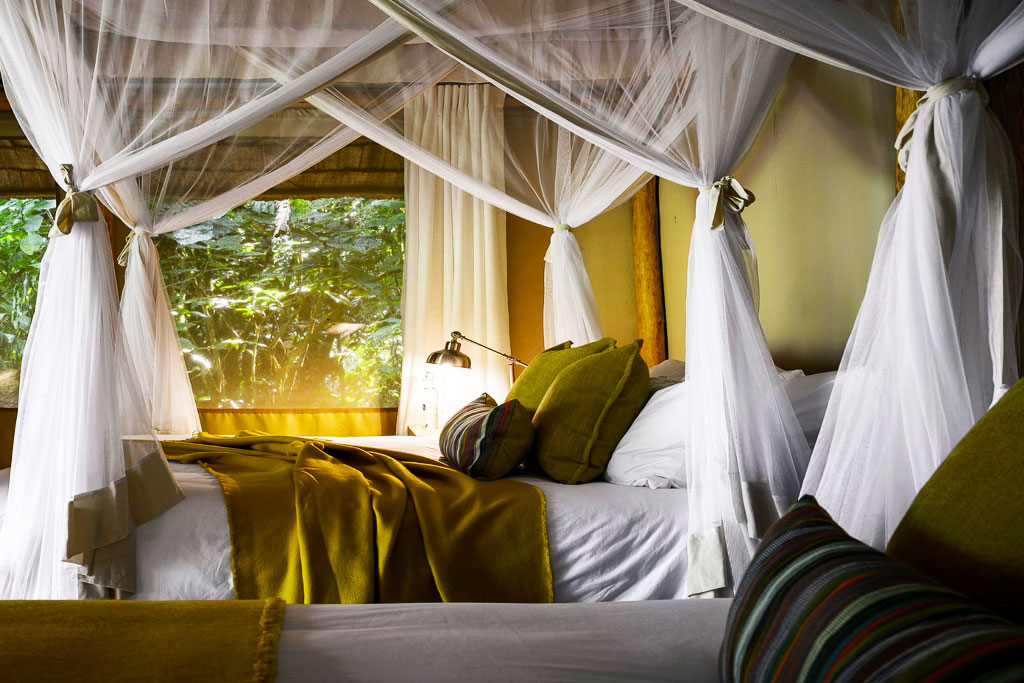 A quick glance at one of the double bed cottages at Sanctuary Gorilla Forest Camp in Bwindi Impenetrable National Park