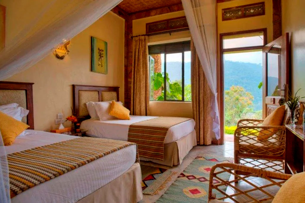 A view of the twin rooms at Silverback Lodge, Bwindi Impenetrable National Park